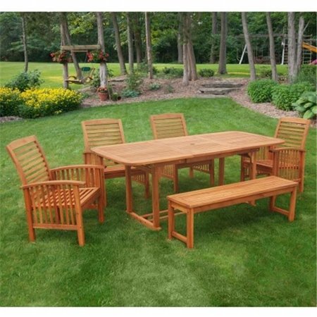 WALKER EDISON FURNITURE Walker Edison OW6SBR 6-Piece Wood Patio Dining Set with Cushions OW6SBR